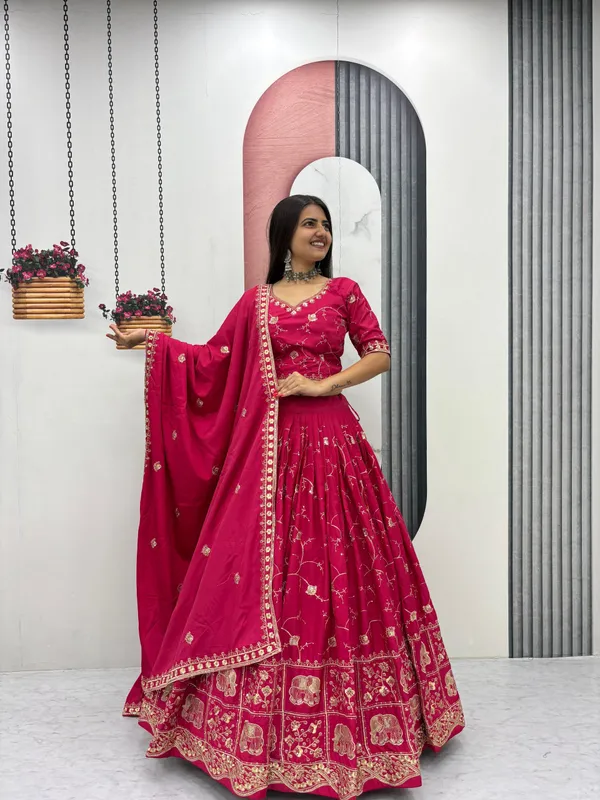 Pink_Embroidered_Lehenga_Choli_Set_For_Women