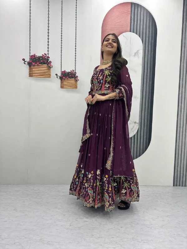 Purple_Embroidered_Anarkali_Suit_Set_For_Women