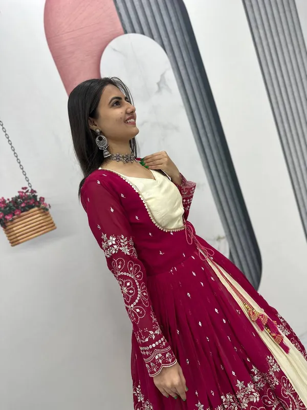 Maroon_Embroidered_Anarkali_Dress_For_Women
