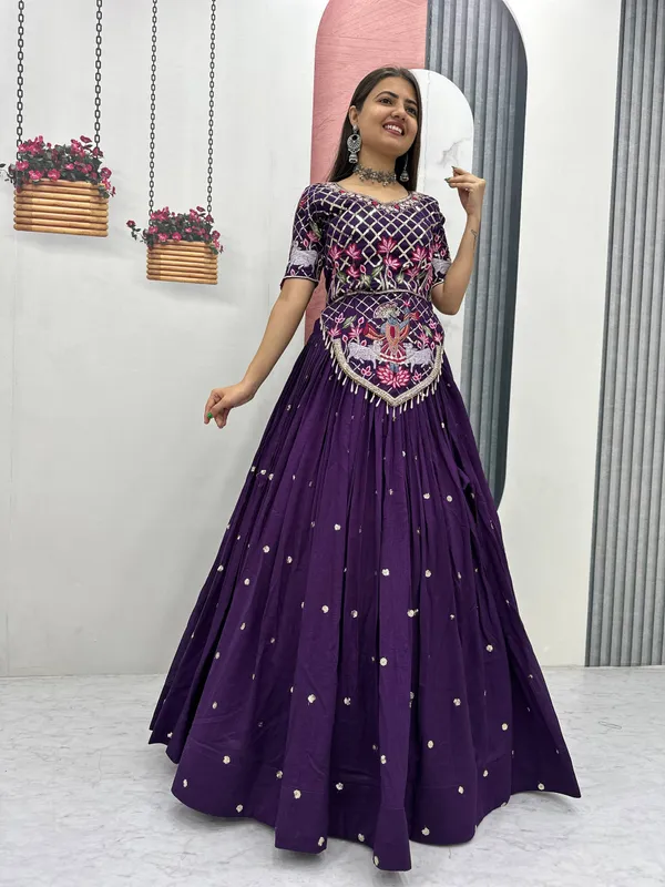 Purple_Embroidered_Lehenga_Choli_Set_For_Women