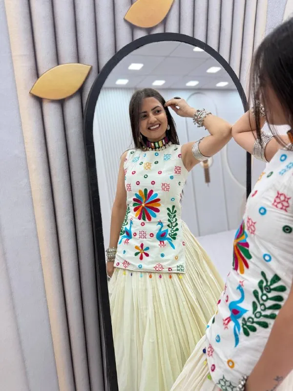 White_Multicolor_Embroidered_Lehenga_Choli_For_Women