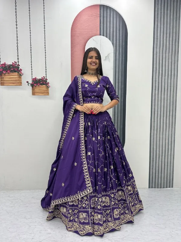 Purple_Embroidered_Lehenga_Choli_Set_For_Women