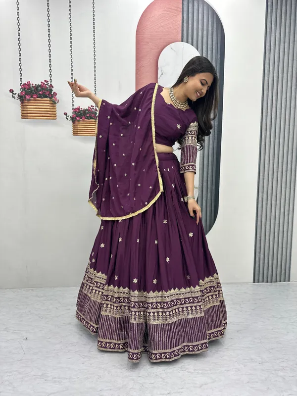 Purple_Embroidered_Lehenga_Choli_Set_For_Women