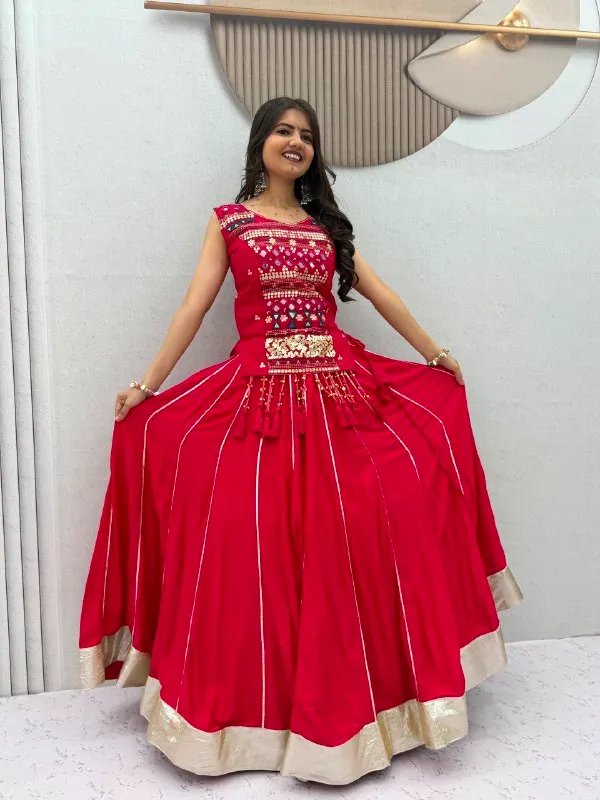 Red_Embroidered_Flared_Lehenga_Choli_Set_For_Women