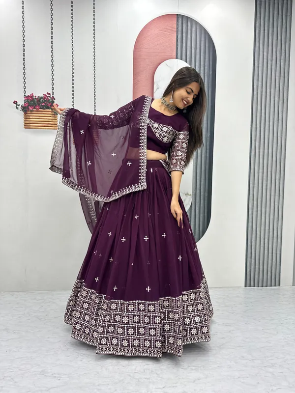 Purple_Embroidered_Lehenga_Choli_Set_For_Women