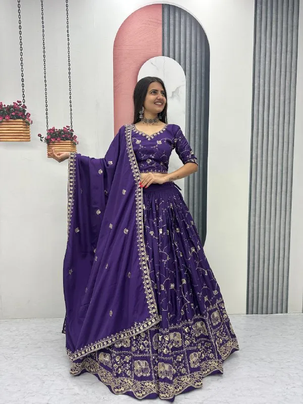 Purple_Embroidered_Lehenga_Choli_Set_For_Women