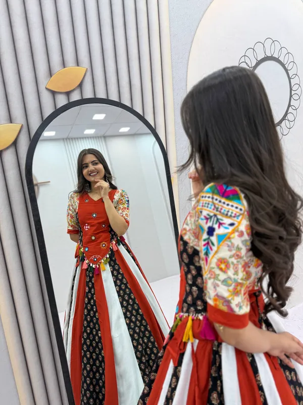 Orange_Embroidered_Ethnic_Dress_For_Women
