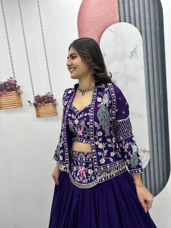 Purple_Embroidered_Lehenga_Choli_Set_For_Women