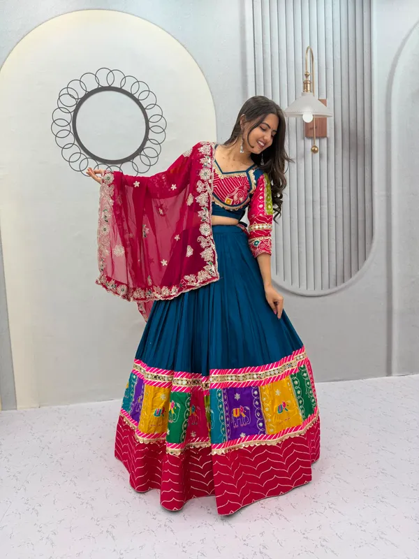 Blue_And_Magenta_Embellished_Ethnic_Lehenga_Set_For_Women