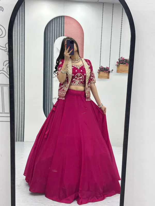 Magenta_Embroidered_Lehenga_Choli_Set_For_Women