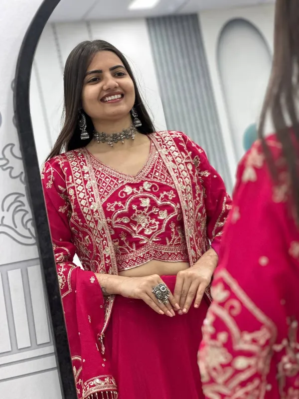 Red_Embroidered_Lehenga_Choli_Set_For_Women