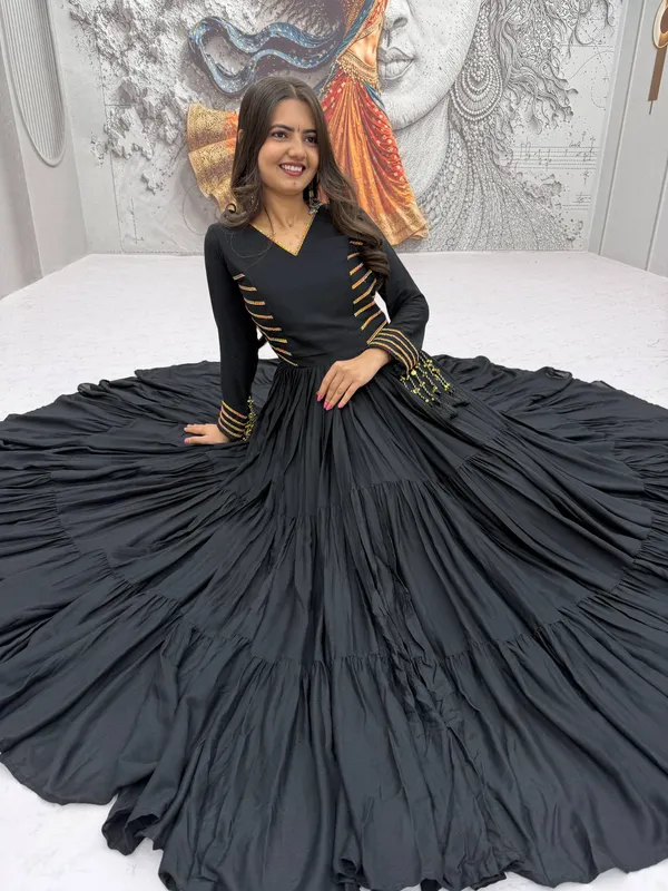 Black_Full_Sleeve_Flared_Anarkali_Dress_For_Women