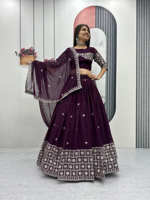 Purple_Embroidered_Lehenga_Choli_Set_For_Women