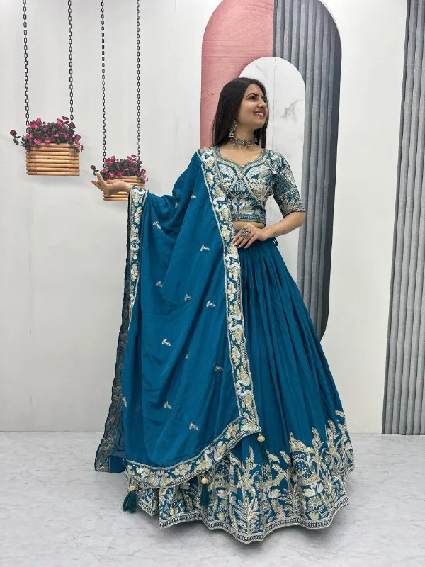 Blue_Embroidered_Lehenga_Choli_Set_For_Women