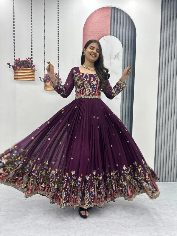 Purple_Embroidered_Anarkali_Suit_Set_For_Women