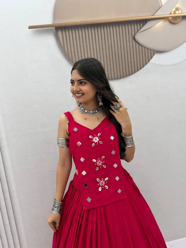 Red_Embellished_Flared_Lehenga_Choli_For_Women