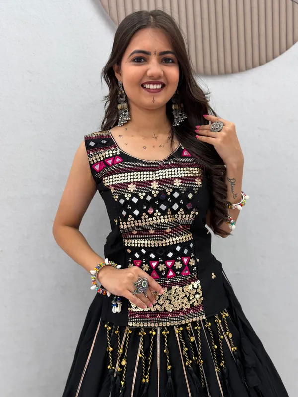 Black_Embellished_Flared_Ethnic_Dress_For_Women