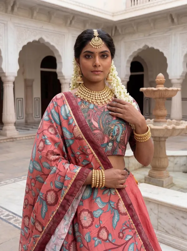 Pink_Floral_Print_Lehenga_Choli_For_Women