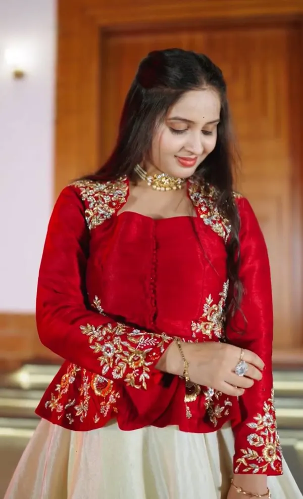 Red_And_White_Embroidered_Lehenga_Set_For_Women