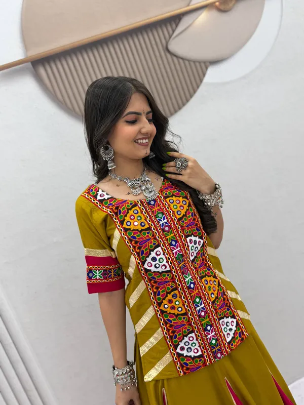 Mustard_Embroidered_Chaniya_Choli_Set_For_Women