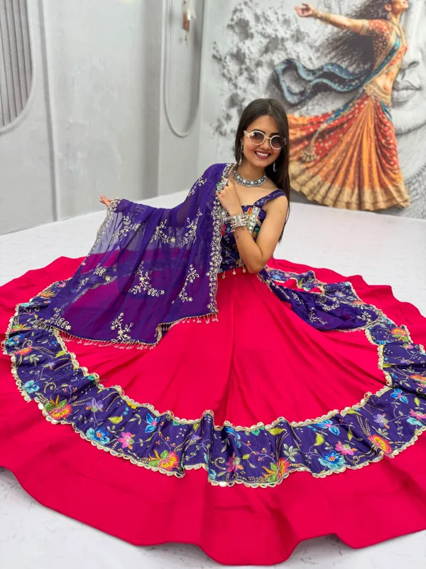 Pink_Embroidered_Flared_Lehenga_Choli_For_Women