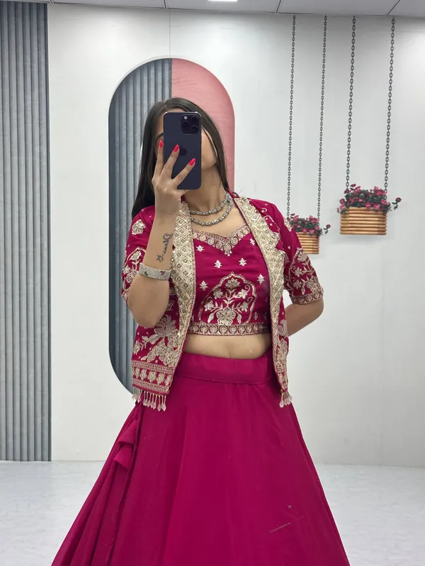 Magenta_Embroidered_Lehenga_Choli_Set_For_Women