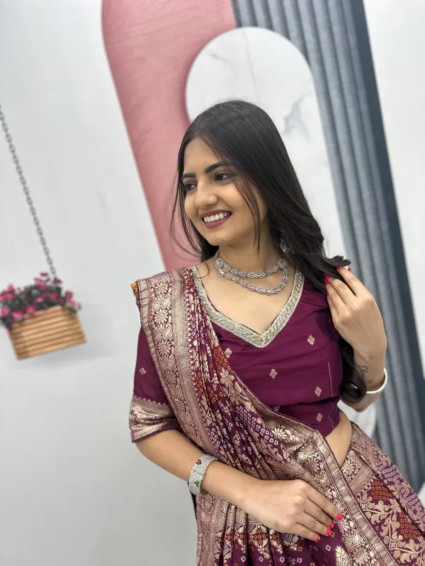 Maroon_Embroidered_Lehenga_Choli_Set_For_Women