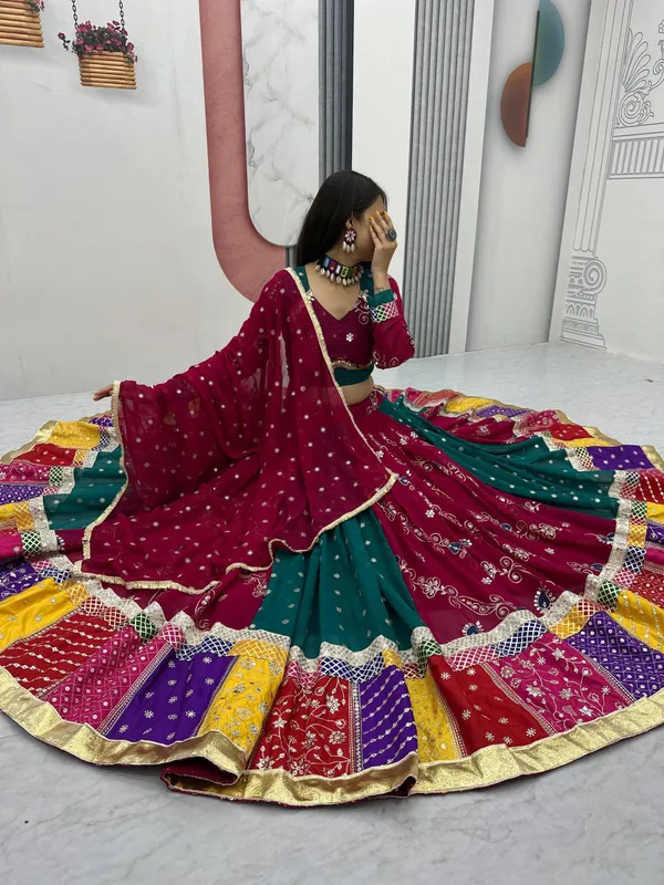 Maroon_Teal_Embellished_Lehenga_Choli_For_Women