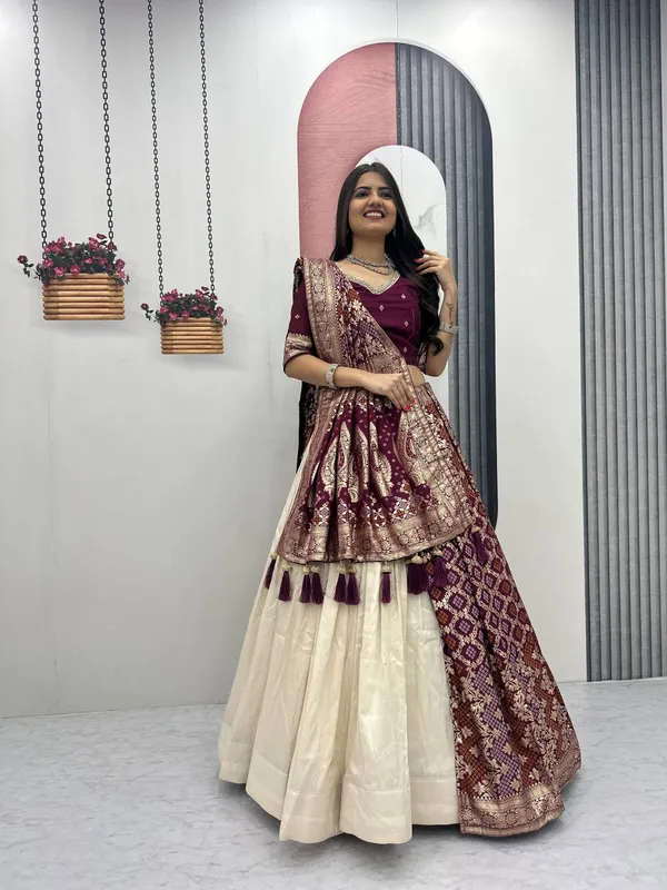 Maroon_Embroidered_Lehenga_Choli_Set_For_Women