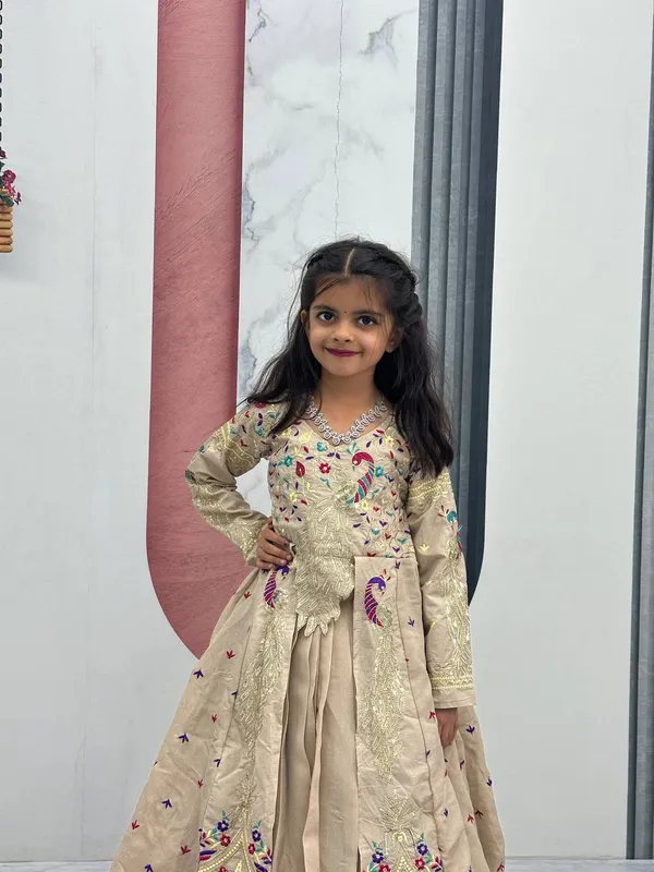 Beige_Embroidered_Anarkali_Dress_For_Girls