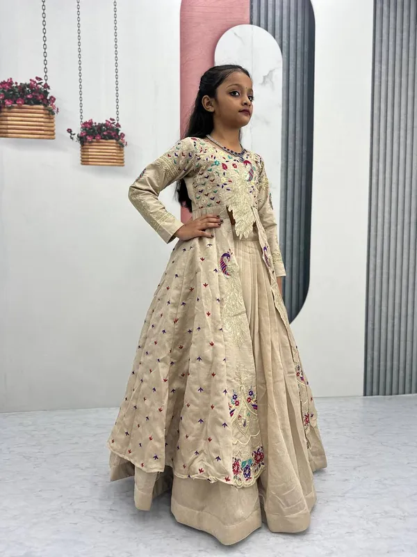 Beige_Embroidered_Anarkali_Dress_For_Girls