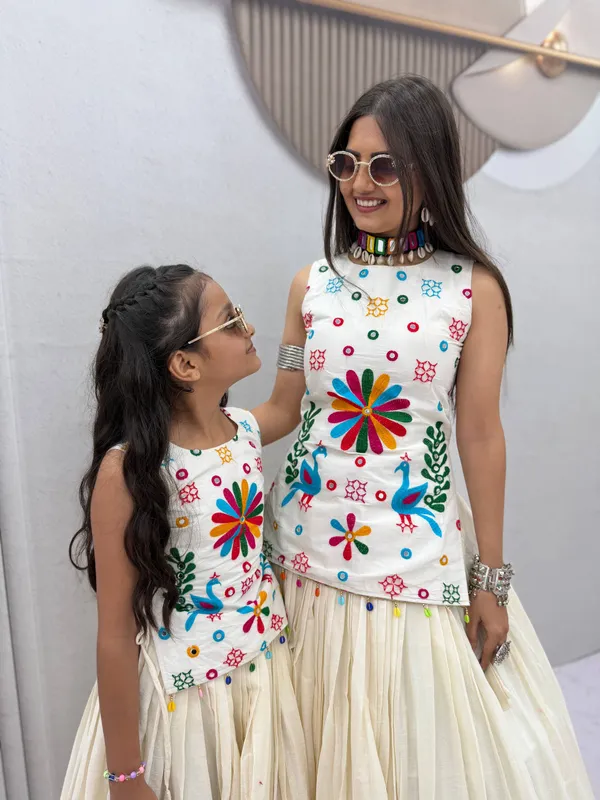 Cream_Embroidered_Lehenga_Dress_For_Girls