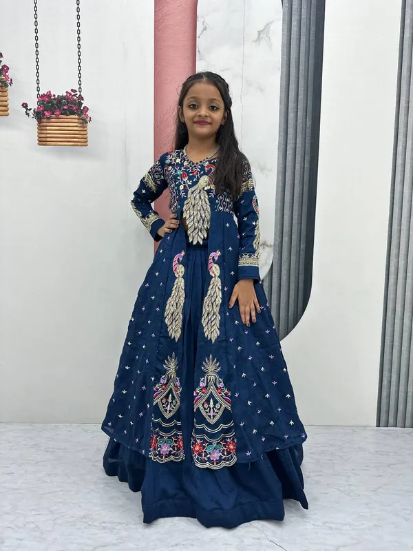 Navy_Embellished_Anarkali_Dress_For_Girls