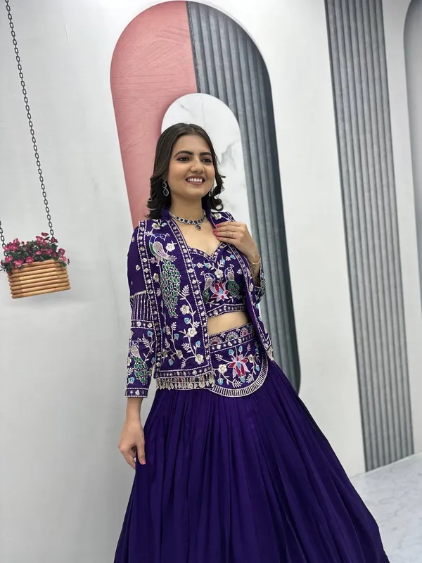 Purple_Embroidered_Lehenga_Choli_Set_For_Women