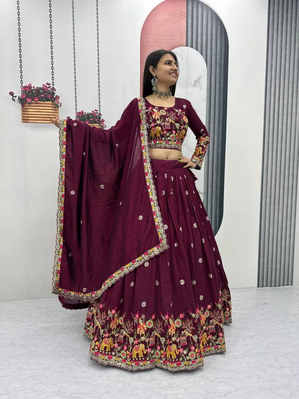 Maroon_Embroidered_Ethnic_Lehenga_Choli_Set_For_Women