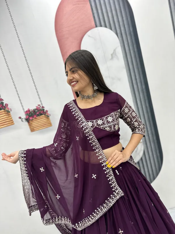 Purple_Embroidered_Lehenga_Choli_Set_For_Women