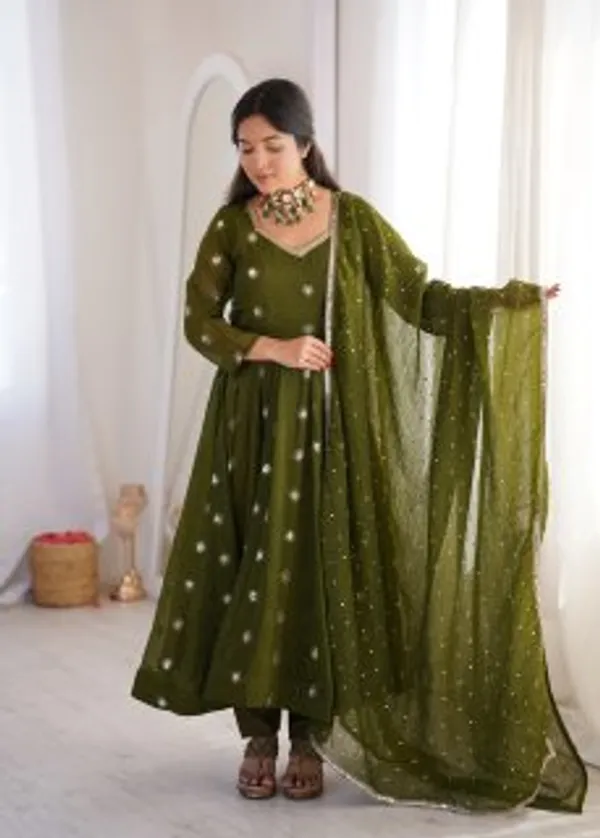Olive_Green_Anarkali_Suit_Set_For_Women