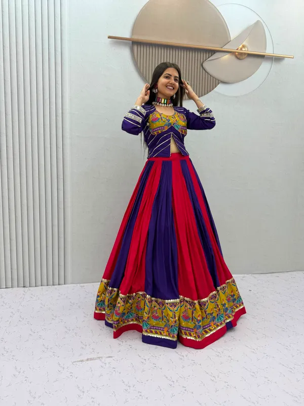 Purple_And_Red_Embroidered_Lehenga_Choli_For_Women