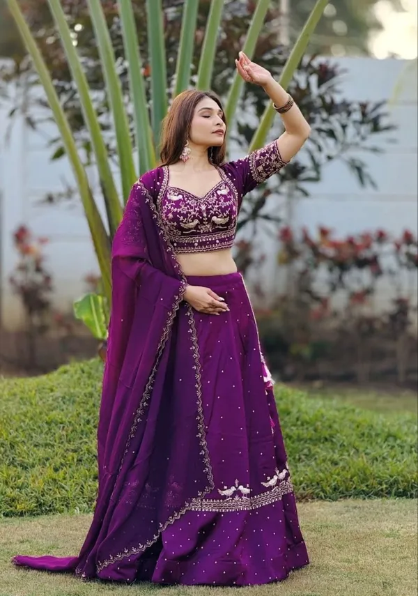Purple_Embroidered_Lehenga_Choli_Set_For_Women