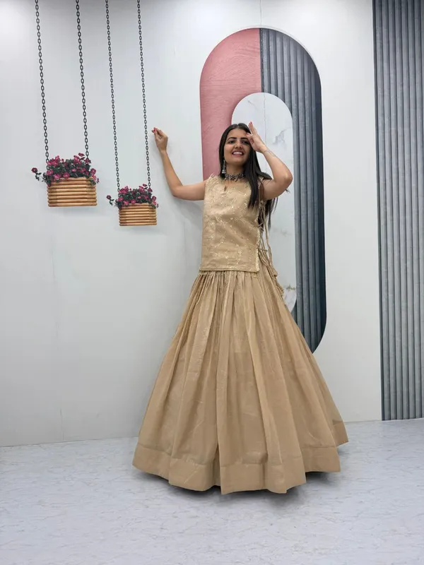 Beige_Embroidered_Flared_Lehenga_Set_For_Women