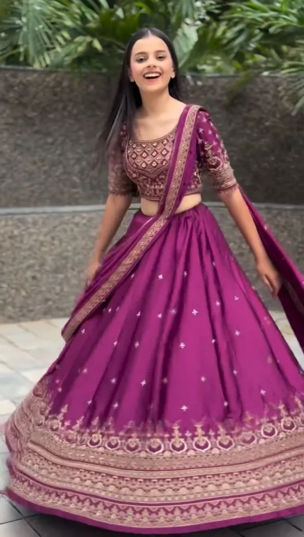 Magenta_Embroidered_Lehenga_Choli_Set_For_Women