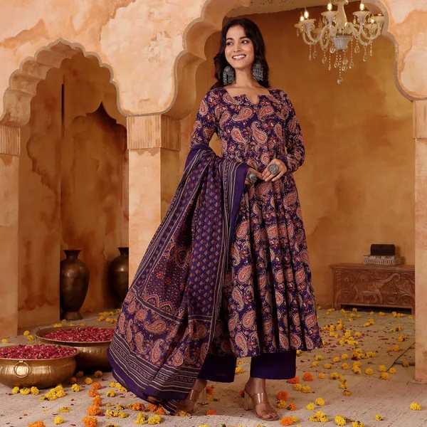 Purple_Printed_Anarkali_Suit_Set_For_Women