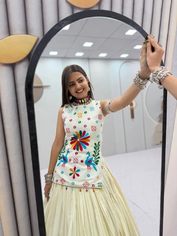 White_Multicolor_Embroidered_Lehenga_Choli_For_Women