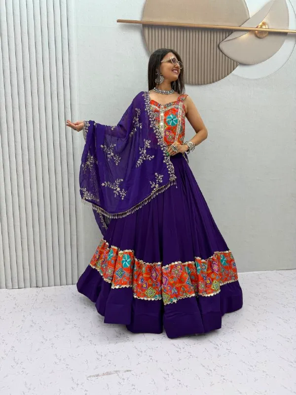 Purple_Embroidered_Flared_Lehenga_Choli_Set_For_Women