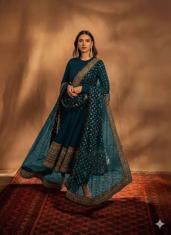 Blue_Embroidered_Anarkali_Suit_Set_For_Women