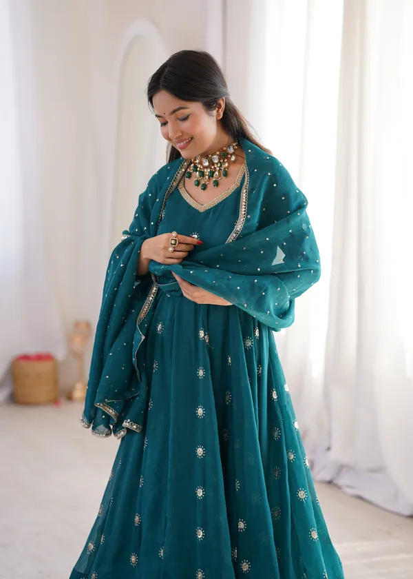 Teal_Embroidered_Anarkali_Suit_Set_For_Women