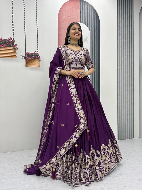 Purple_Embroidered_Lehenga_Choli_Set_For_Women