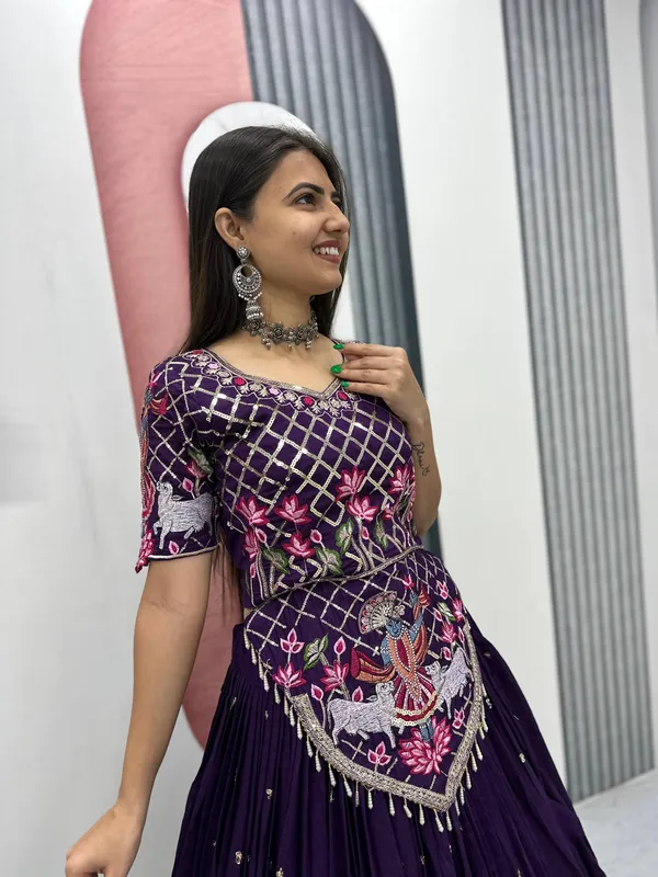 Purple_Embroidered_Lehenga_Choli_Set_For_Women