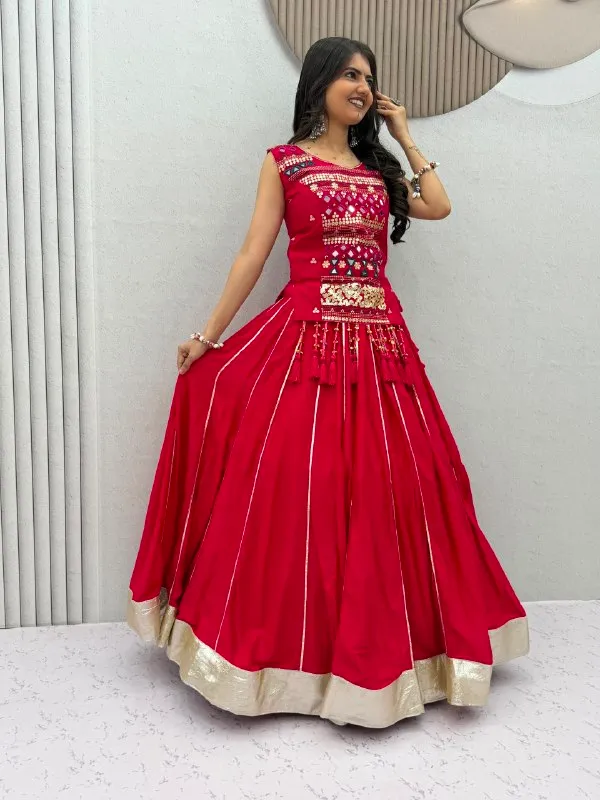 Red_Embroidered_Flared_Lehenga_Choli_Set_For_Women