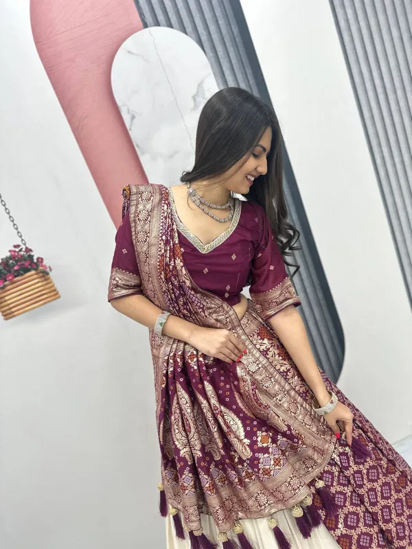 Maroon_Embroidered_Lehenga_Choli_Set_For_Women